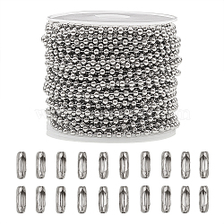 304 Stainless Steel Ball Chains, Stainless Steel Color, 2.4mm, 10m/roll(CHS-CJ0001-26)