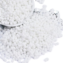 Baking Paint Glass Seed Beads, Round Hole, Peanut, White, 3.5x6x3.5mm, Hole: 0.9mm, about 3750pcs/pound(SEED-K010-A01)