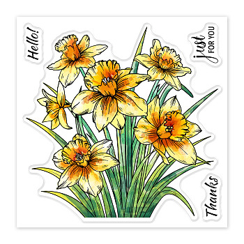 PVC Daffodil Stamp, for DIY Scrapbooking, Flower, 100x100mm