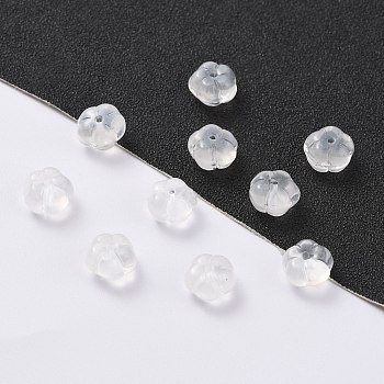 Transparent Glass Beads,  Pumpkin, Clear, 9.5~10x6mm, Hole: 1.2mm