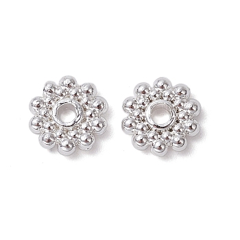 Alloy Spacer Beads, Flower, Long-Lasting Plated, Silver, 8.5x2mm, Hole: 1.8mm