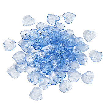 Acrylic Pendants, Leaf, Blue, 15x15x2mm, Hole: 1.5mm, 100pcs/bag