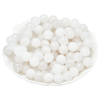 Round Natural White Jade Beads Strands, White, 10~11mm, Hole: 1mm, about 39pcs/strand, 15.7 inch, 3 strands