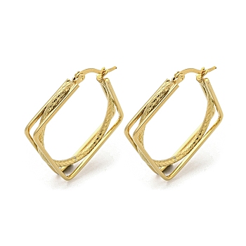 304 Stainless Steel Earrings for Women, Rhombus, Golden, 35.5x5.5mm