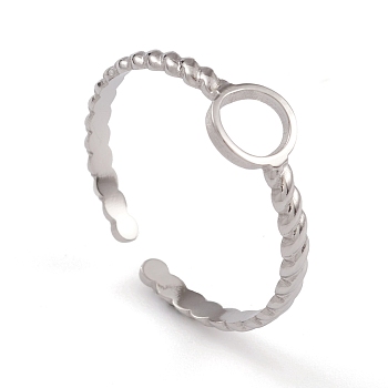 304 Stainless Steel Cuff Rings, Twisted Ring for Women, Stainless Steel Color, 2~6mm, Inner Diameter: 17.4mm