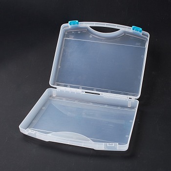 Plastic Portable Storage Boxes, for Jewelry Tool Storage, Rectangle, White, 27x33x6.8cm