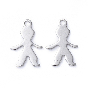 304 Stainless Steel Pendants, Laser Cut, Human, Stainless Steel Color, 16x10.5x0.8mm, Hole: 1.6mm