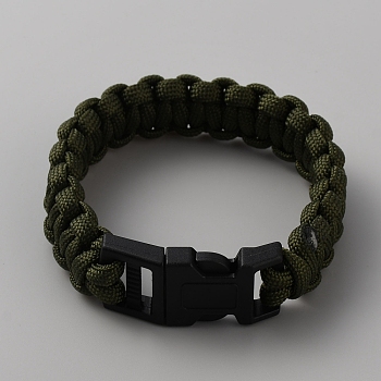 Survival Polyester Cord Bracelet with Plastic Clasps for Hiking Camping Outdoor, Dark Slate Gray, 9-1/8 inch(23.1cm)