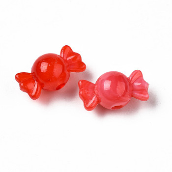 Acrylic Beads, Imitation Gemstone, Candy, Red, 9.5x18x10mm, Hole: 2.5mm, about 830pcs/500g