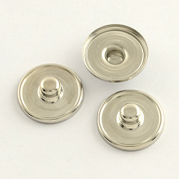 Brass Snap Button Cabochon Settings, Stud Findings, Flat Round, Platinum, 18.5x5~6mm, knob: 5.5mm, Tray: 18mm