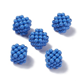 Handmade Opaque Plastic Woven Beads, No Hole Bead, Cube, Dodger Blue, 15.5x15.5x15.5mm