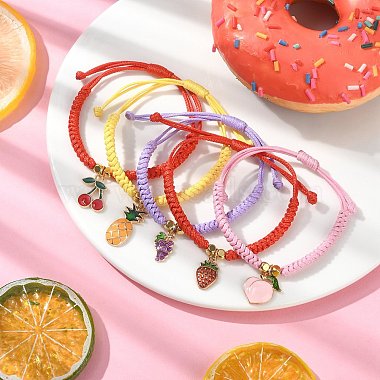 bracelet à breloques fruits en alliage émaillé(BJEW-JB09848)-2