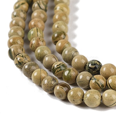 Brins de perles en pierre verdite naturelle(G-P530-B07-01)-4