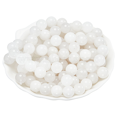 White Round White Jade Beads