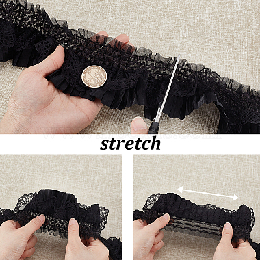 Polyester Double Layer Pleated Lace Ribbon(OCOR-WH0036-92A)-3