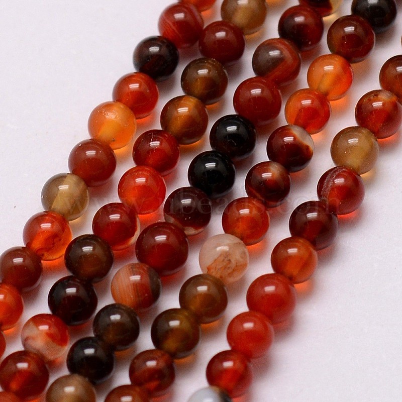 Natural Carnelian Bead Strands, Round, Dyed, 3~3.5mm, Hole: 0.7mm ...