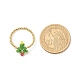 Christmas Tree Glass Seed & Brass Beaded Finger Ring(RJEW-TA00038)-3