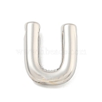 Rack Plating Brass Pendants, Long-Lasting Plated, Lead Free & Cadmium Free, Letter Charm, Letter U, 22x18x5mm, Hole: 3x1.5mm(KK-R143-21P-U)