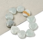 Natural Flower Amazonite Beads Strands, Faceted, Heart, 14.5~15x15~15.5x5.5~6mm, Hole: 1mm, about 10pcs/strand, 5.51~5.71''(14~14.5cm)(G-A309-A10-01)