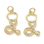 Brass Micro Pave Clear Cubic Zirconia Pendants, Stethoscope  Charms, Real 18K Gold Plated, 20x12x2mm, Hole: 3.5mm(KK-T085-10G)