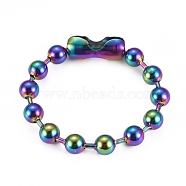 304 Stainless Steel Ball Chain Bracelets, Tag Chain, Rainbow Color, 8-3/4 inch(22.2cm)(STAS-D233-05M)
