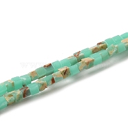 Synthesis Imperial Jasper Beads Strands, Dyed, Cube, Pale Green, 2~2.5x2.5~3.5x2.5~3mm, Hole: 0.4mm, about 157~165pcs/strand, 14.96~15.75''(38~40cm)(G-B064-A38)