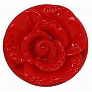Resin Cabochons, Flower, Red, Size: about 40mm in diameter, 14mm thick(X-CRES-005-5)