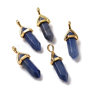Natural Blue Aventurine Pendants, Faceted, with Golden Tone Brass Findings, Lead free & Cadmium Free, Bullet, 27~30x9~10x7~8mm, Hole: 4x3mm(G-K329-62G)