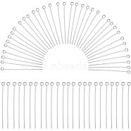 600Pcs Brass Eye Pin, Cadmium Free & Lead Free, Silver, 21 Gauge, 40x0.7mm, Hole: 2mm(KK-SP0001-69C-S)