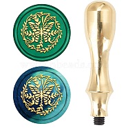 DIY Scrapbook, Brass Wax Seal Stamp and Handle Sets, Butterfly Pattern, Golden, 87x20mm, Stamp: 2.55cm(AJEW-WH0105-09S)