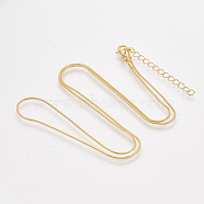 Brass Round Snake Chain Necklace Making, with Lobster Claw Clasps, Golden, 24.4 inch(62.2cm), 1.2mm(MAK-T006-11B-G)