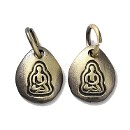 Tibetan Style Brass Pendants, Cadmium Free & Lead Free, Oval with Human, Antique Bronze, 12x10x2.5mm, Hole: 5mm(KK-M284-30AB)