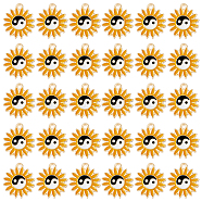 60Pcs Alloy Enamel Pendants, Light Gold, Sunflower with Yin Yang, Goldenrod, 17x15x1.5mm, Hole: 1.6mm(FIND-DC0003-09)