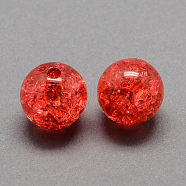 Transparent Crackle Acrylic Beads, Round, Red, 10mm, Hole: 2mm, about 938pcs/500g(CACR-R008-10mm-04)
