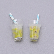 (Clearance Sale)Plastic Resin Pendants, Bubble Tea, Green Yellow, 28x11.5mm, Hole: 1.4mm(KY-TAC0008-01C)
