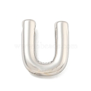 Rack Plating Brass Pendants, Long-Lasting Plated, Lead Free & Cadmium Free, Letter Charm, Letter U, 22x18x5mm, Hole: 3x1.5mm(KK-R143-21P-U)