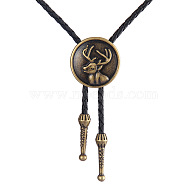 Antique Bronze Alloy Pendants Lariat Necklaces, Bolo Tie, Deer, 39.37 inch(100cm)(PW-WG15079-19)