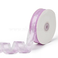 Solid Color Organza Ribbons, for Party Decoration, Gift Packing, Plum, 1"(25mm), about 50yard/roll(45.72m/roll)(ORIB-E005-B16)