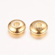 Real 18K Gold Plated Brass Spacer Beads, Nickel Free, Flat Round, Golden, 5x2mm, Hole: 1.5mm(KK-E702-17G-NF)