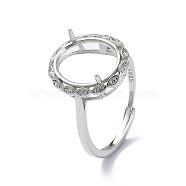 Adjustable 925 Sterling Silver Ring Components, with Cubic Zirconia, For Half Drilled Beads, Real Platinum Plated, 1.5~2mm, US Size 7 1/4(17.5mm)(STER-K179-42P)