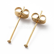 Ion Plating(IP) 304 Stainless Steel Flat Head Pins with Ear Nuts, Golden, 18x0.6mm, Head: 1.4mm(STAS-L244-02G-G01)