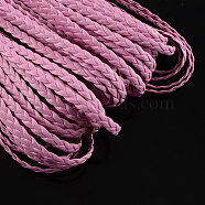 Braided Imitation Leather Cords, Herringbone Bracelet Findings, Flamingo, 5x2mm, about 109.36 yards(100m)/bundle(LC-S002-5mm-06)
