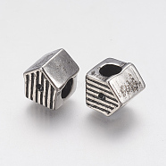 Ion Plating(IP) 304 Stainless Steel European Beads Rhinestone Settings, Large Hole Beads, House, Antique Silver, 10x9.5x9mm, Hole: 5mm, Fit for 1mm Rhinestone(STAS-J022-104AS)