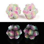 Acrylic Handmade Luminous Polymer Clay Rhinestone Beads, Glow in the Dark, Flower, Colorful, 20~21mm, Hole: 1.8mm(CLAY-H003-06A)