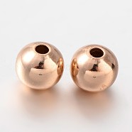 Solid Round Brass Beads, Light Gold, 6mm, Hole: 1mm(KK-L129-38KCG)