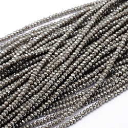 Faceted Rondelle Full Rainbow Plated Electroplate Glass Beads Strands, Dark Khaki, 2.8~3x2mm, Hole: 0.8mm, about 140pcs/strand, 32cm(X-EGLA-M004-2mm-A04)