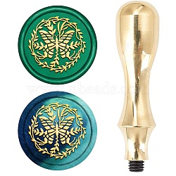 DIY Scrapbook, Brass Wax Seal Stamp and Handle Sets, Butterfly Pattern, Golden, 87x20mm, Stamp: 2.55cm(AJEW-WH0105-09S)