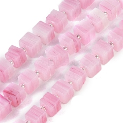 Handmade Nepalese Lampwork Beads Strands, 3D Cube Box Shape, Pink, 5.5x6x5.5mm, Hole: 1mm, about 51~53pcs/strand, 15.59''~16.26''(39.6~41.3cm)(LAMP-M019-01C)