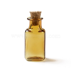 Rectangle Miniature Glass Bottles, with Cork Stoppers, Empty Wishing Bottles, for Dollhouse Accessories, Jewelry Making, Goldenrod, 12x14x34mm(GLAA-H019-06D)