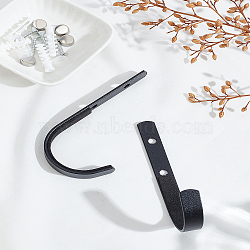 Carbon Steel Wall Mounted Coat Hook Hangers, Black, 105x51.5x12mm(AJEW-WH0348-683)